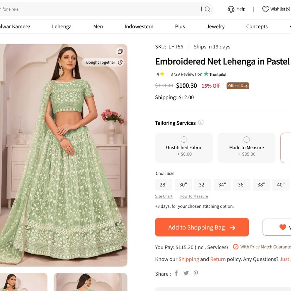 Lehenga Choli Pastel Green Net Embroidered